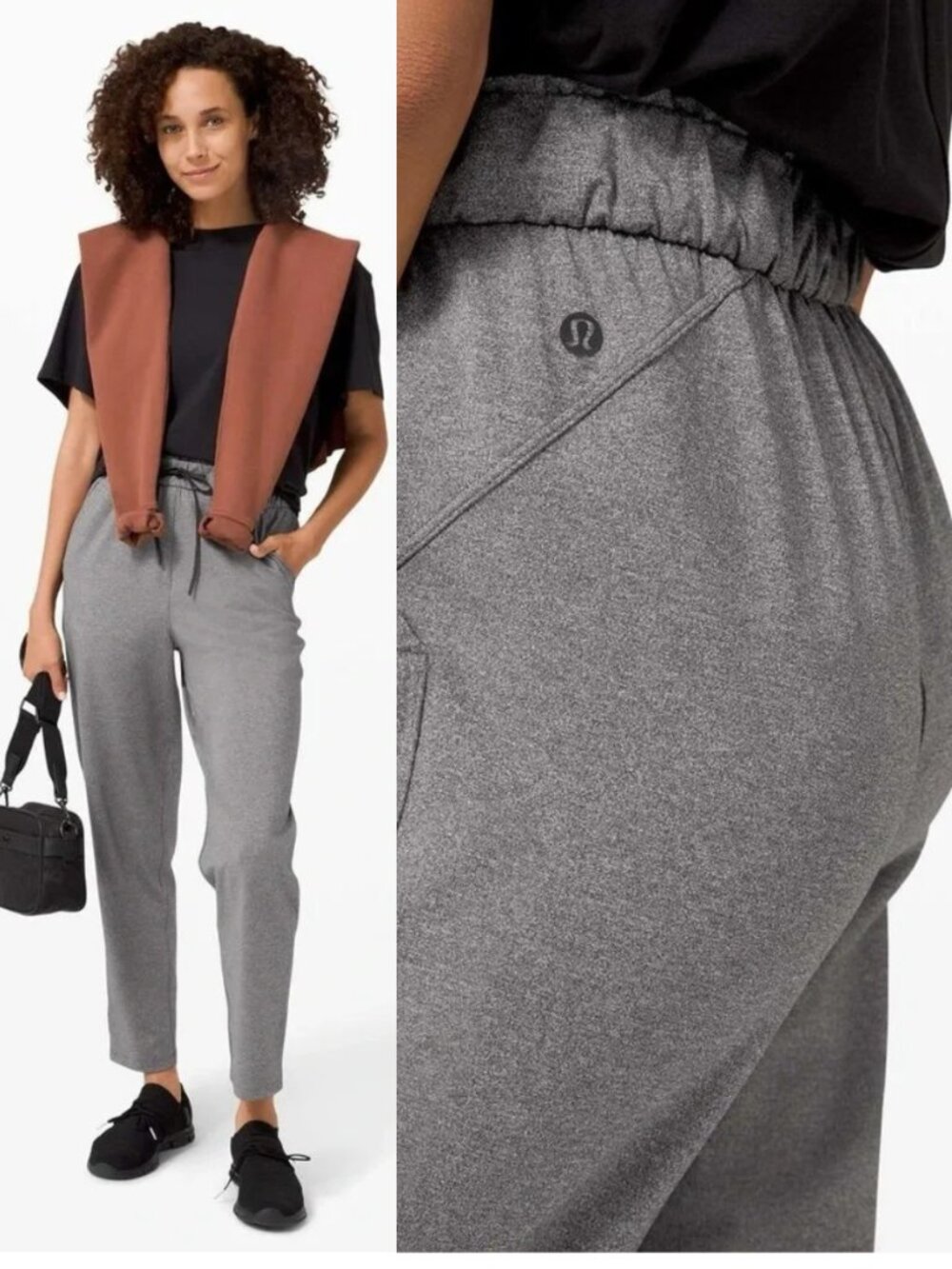 Lululemon Keep Moving 7/8 Pant In Heathered Black / Black